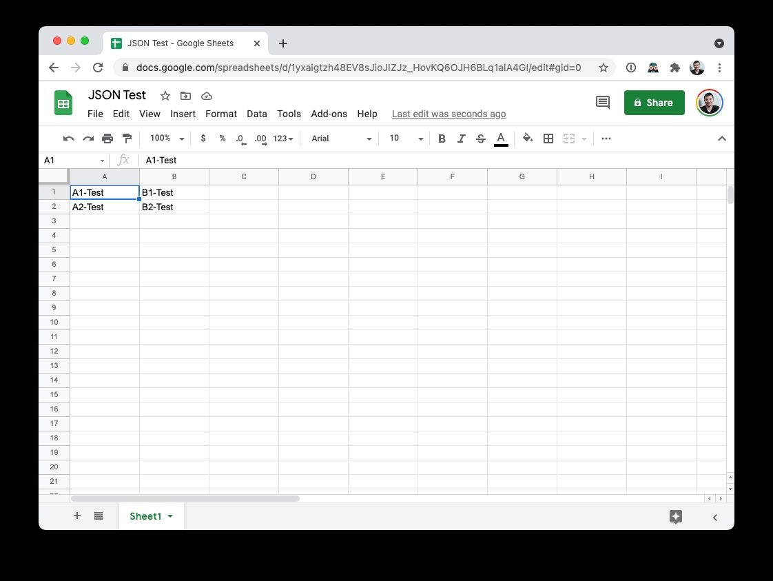 example google sheet document
