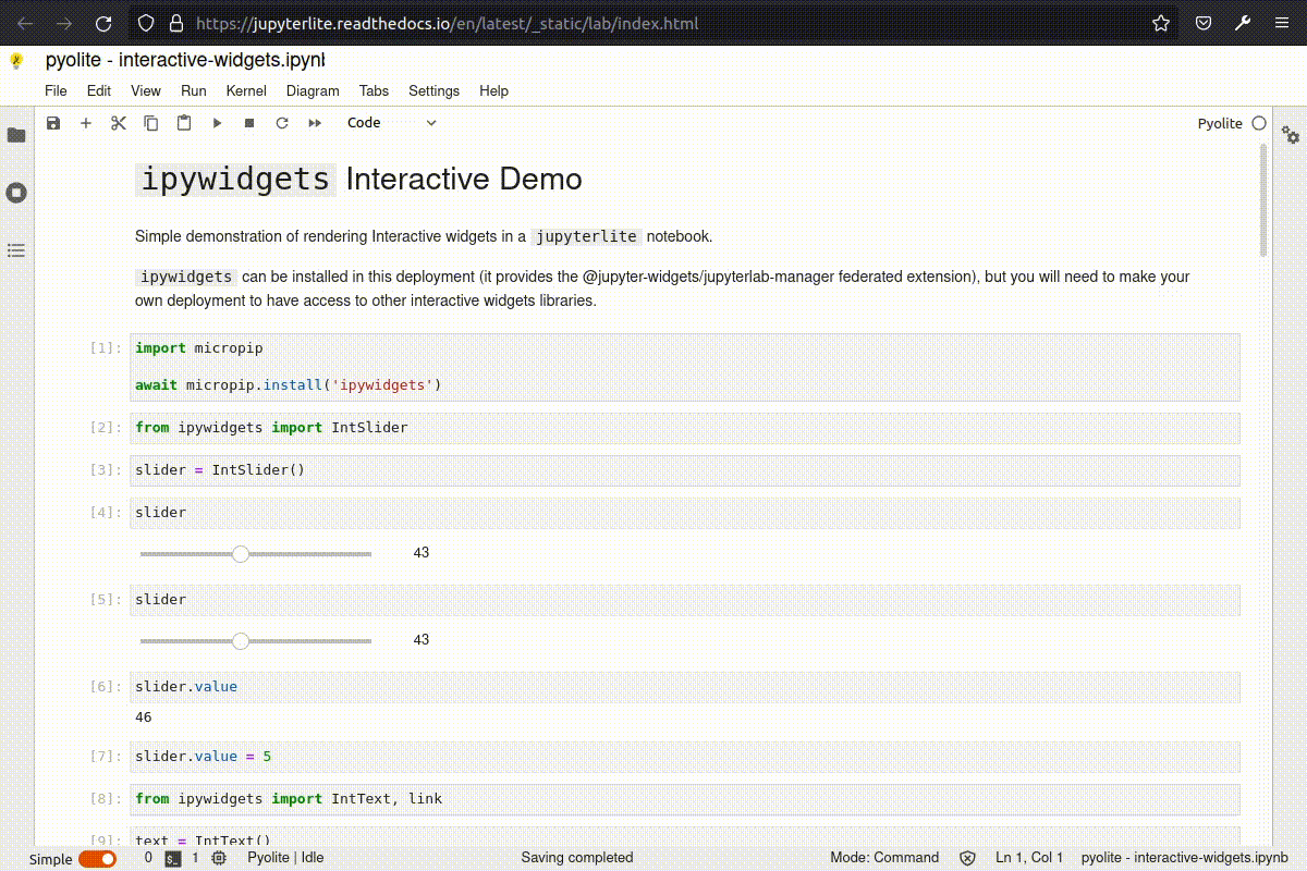JupyterLite demo showing Python data science in browser